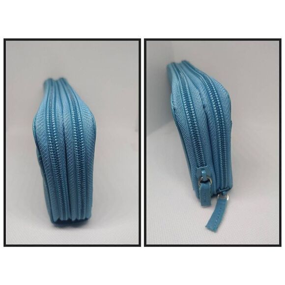 Mundi Women's Aquamarine Double Zip Clutch Wallet - Picture 4 of 11